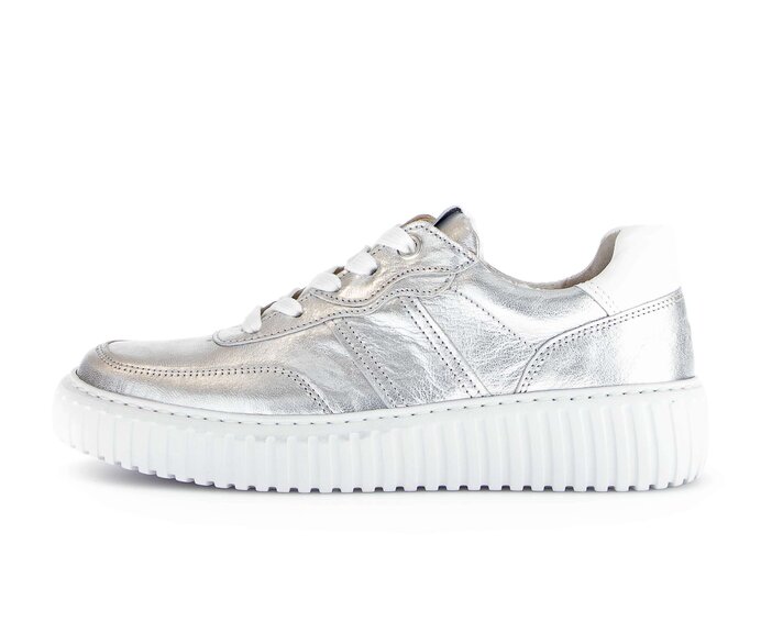 Gabor Sneaker Low Silber - Materialmix Leder