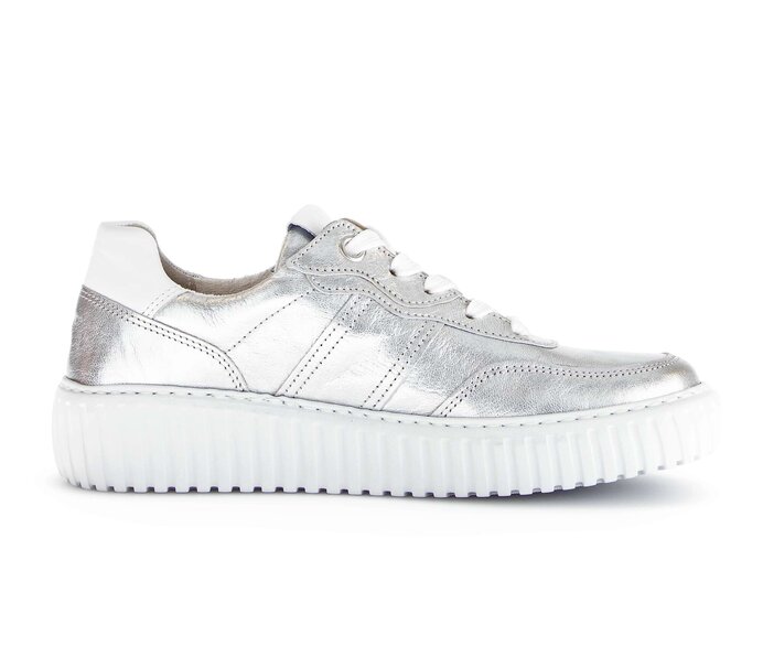 Gabor Sneaker Low Silber - Materialmix Leder