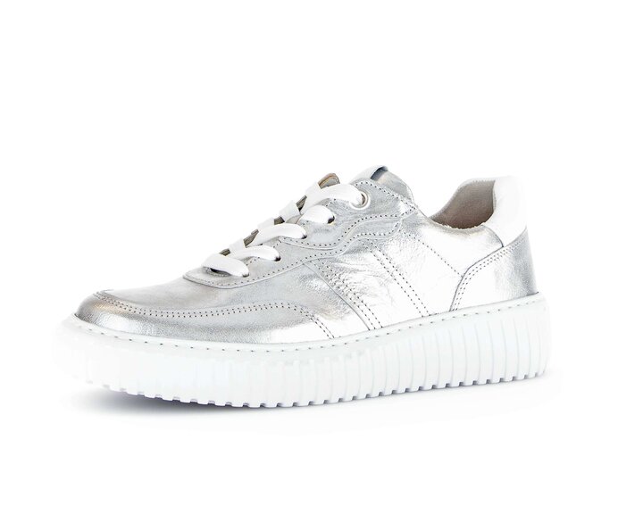 Gabor Sneaker Low Silber - Materialmix Leder