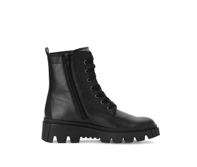 Gabor Schnürstiefelette Schwarz - Materialmix Leder