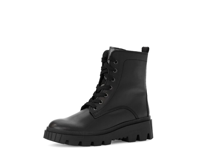 Gabor Schnürstiefelette Schwarz - Materialmix Leder