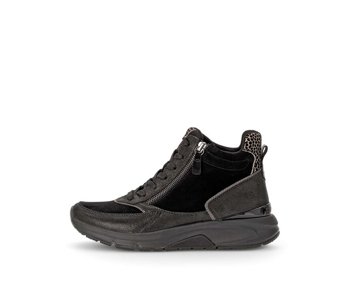Gabor Sportliche Stiefelette Schwarz - Materialmix Leder