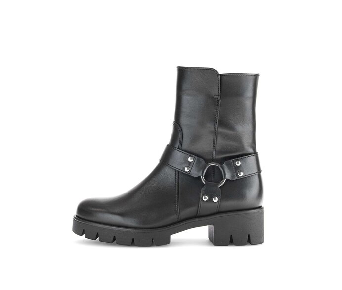 Gabor Biker Boots Schwarz - Glattleder