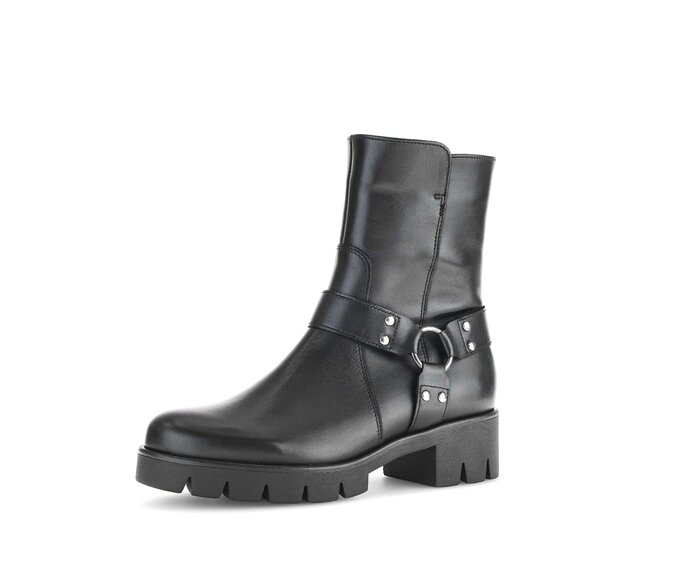 Gabor Biker Boots Schwarz - Glattleder