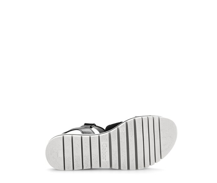 Gabor Plateau Sandale Schwarz - Materialmix Leder