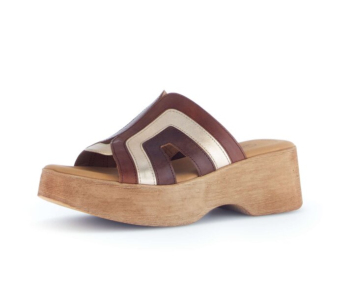 Gabor Plateau Sandale Beige - Materialmix Leder