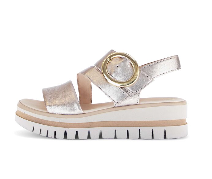 Gabor Plateau Sandale Gold - Effektleder