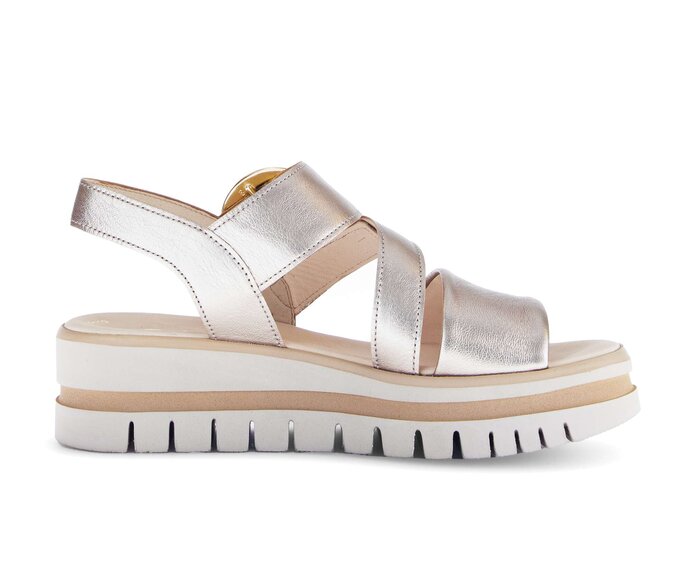 Gabor Plateau Sandale Gold - Effektleder