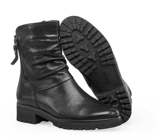 Gabor Sportliche Stiefelette Schwarz - Glattleder