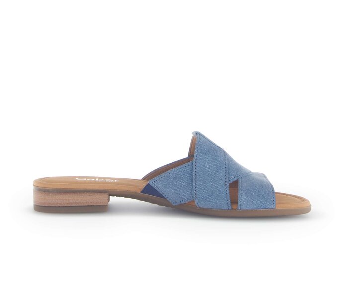Gabor Pantolette Blau - Materialmix Leder