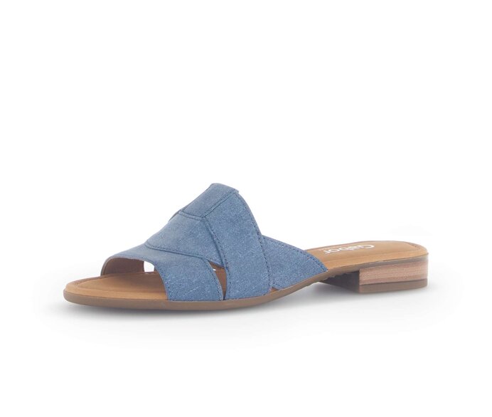 Gabor Pantolette Blau - Materialmix Leder