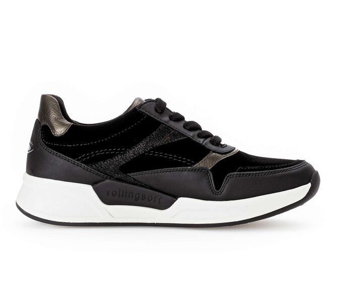 Gabor Sneaker Low Schwarz - Materialmix Leder