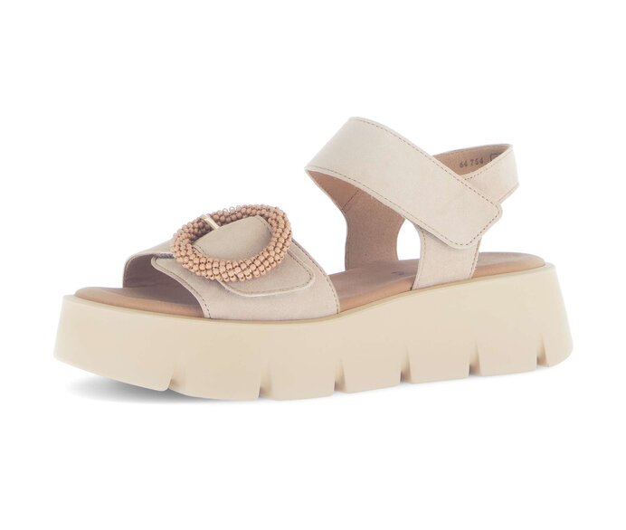 Gabor Plateau Sandale Beige - Rauleder