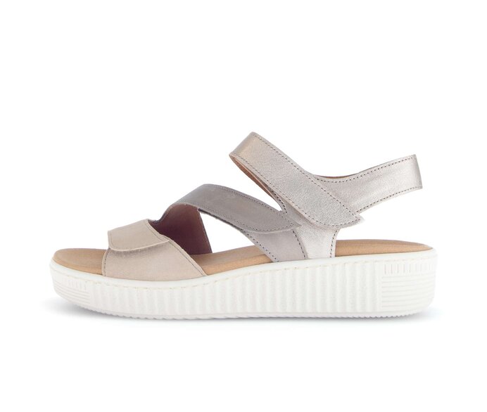 Gabor Plateau Sandale Beige - Materialmix Leder