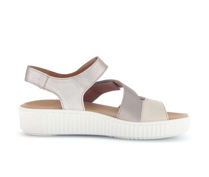 Gabor Plateau Sandale Beige - Materialmix Leder