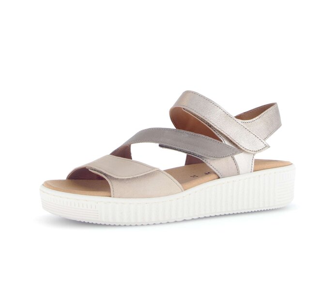 Gabor Plateau Sandale Beige - Materialmix Leder