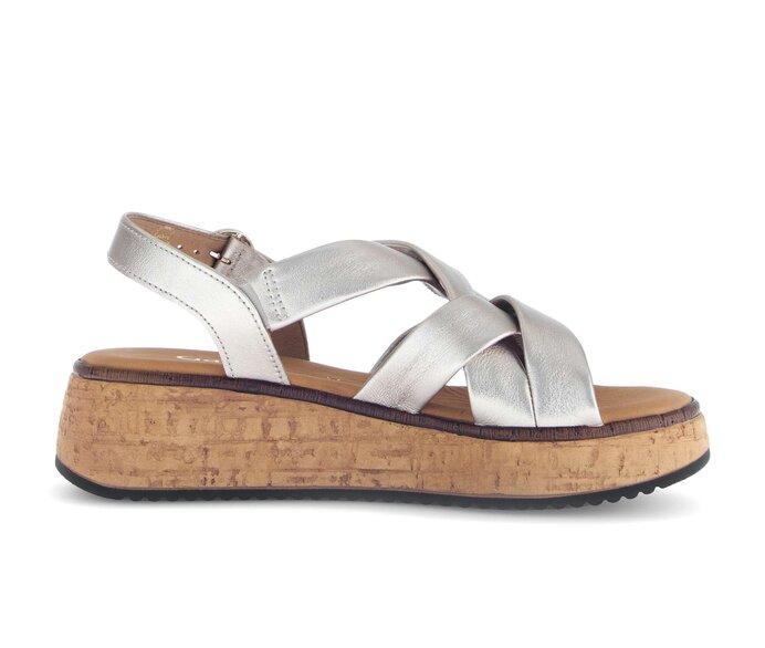 Gabor Plateau Sandale Gold - Effektleder