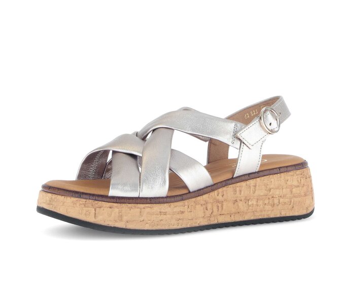 Gabor Plateau Sandale Gold - Effektleder