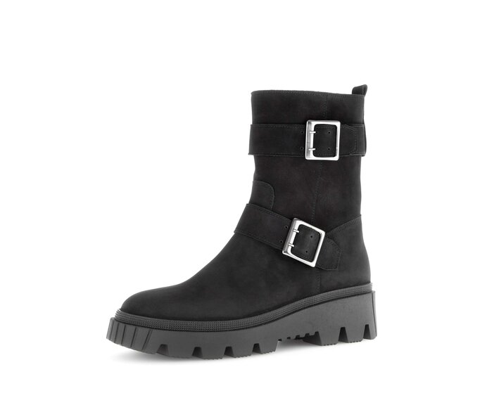 Gabor Biker Boots Schwarz - Rauleder
