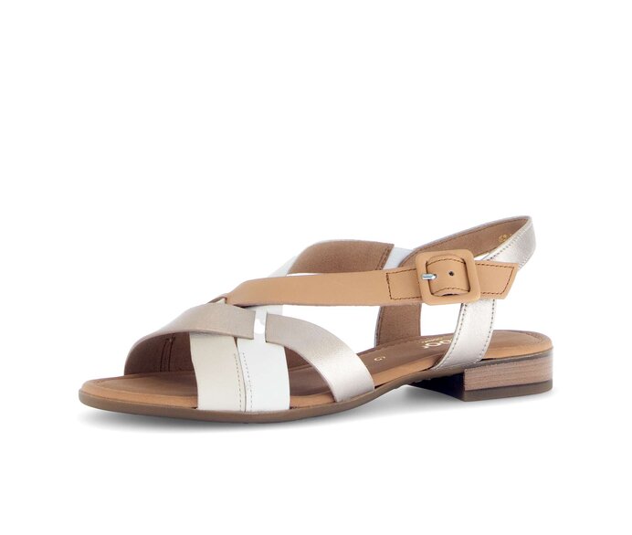 Gabor Riemchensandale Gold - Materialmix Leder