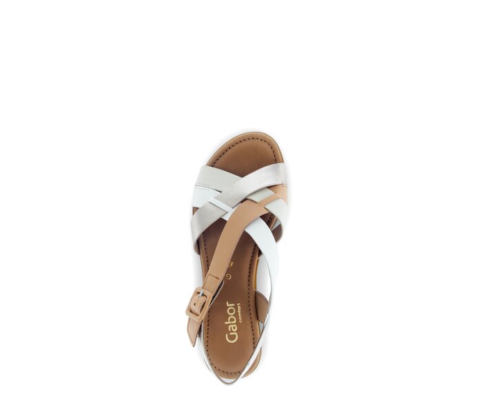 Gabor Riemchensandale Gold - Materialmix Leder