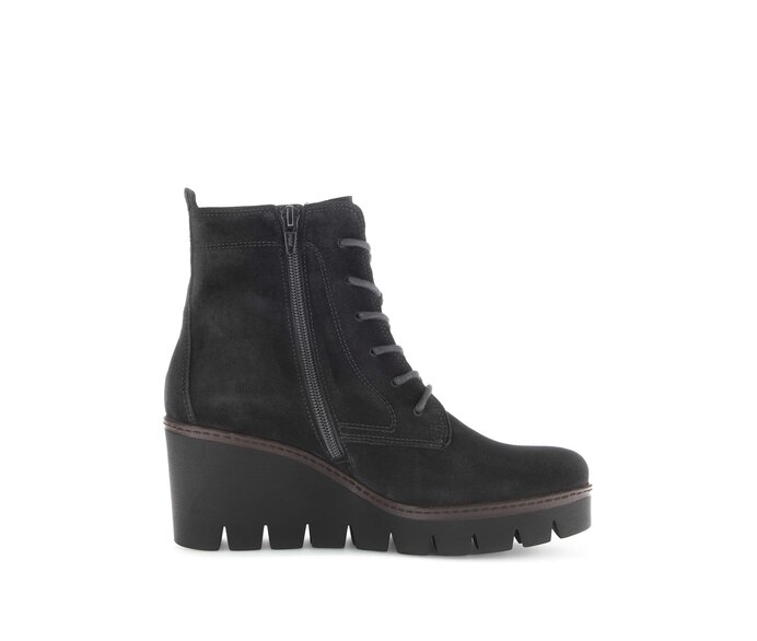Gabor Plateau Stiefelette Schwarz - Rauleder