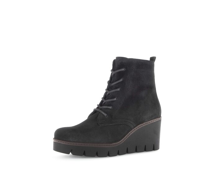 Gabor Plateau Stiefelette Schwarz - Rauleder