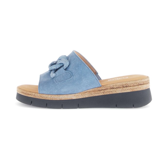 Gabor Pantolette Blau - Materialmix Leder