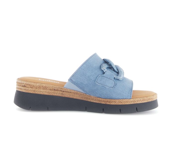 Gabor Pantolette Blau - Materialmix Leder