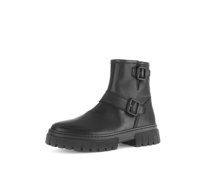 Gabor Biker Boots Schwarz - Glattleder