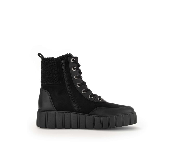 Gabor Plateau Stiefelette Schwarz - Materialmix Leder/Lederimitat