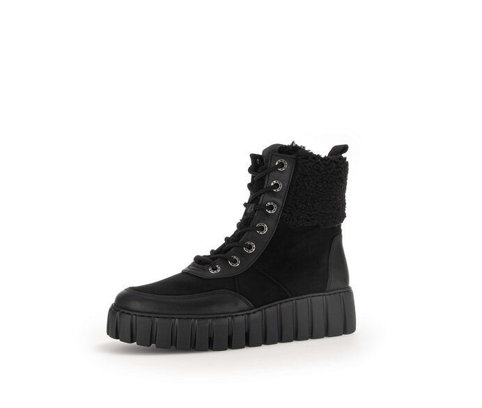 Gabor Plateau Stiefelette Schwarz - Materialmix Leder/Lederimitat