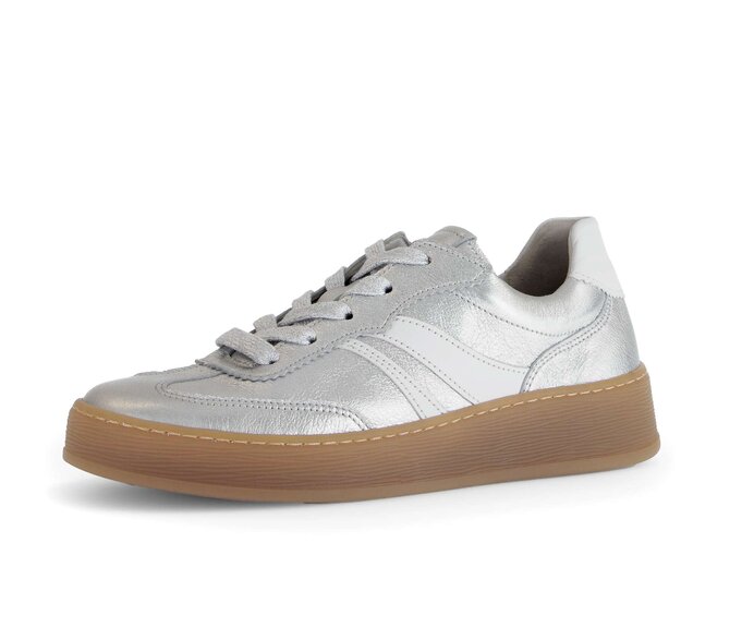 Gabor Sneaker Low Silber - Materialmix Leder