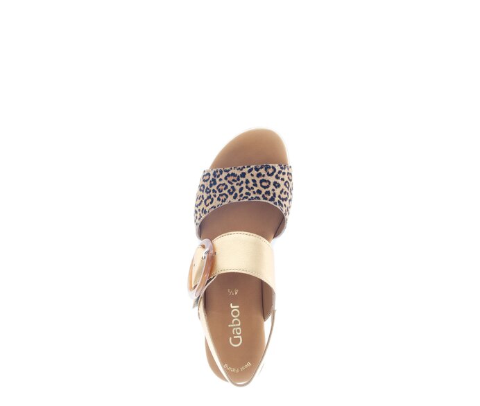 Gabor Plateau Sandale Beige - Materialmix Leder