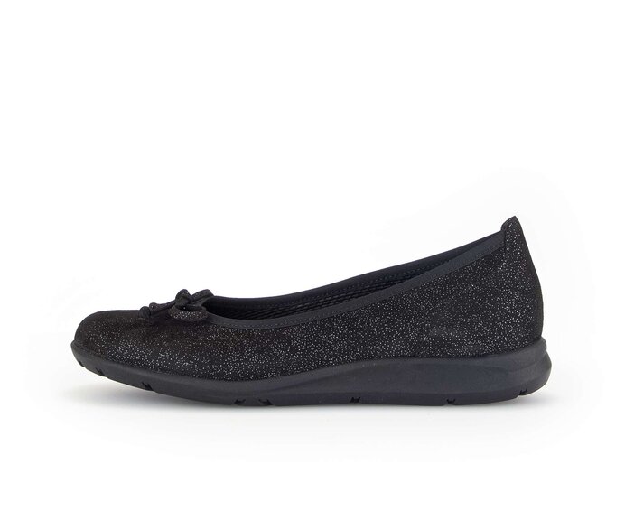 Gabor Sportliche Ballerina Schwarz - Effektleder