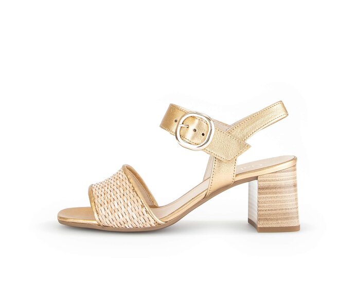 Gabor Riemchensandale Gold - Materialmix Leder/Lederimitat