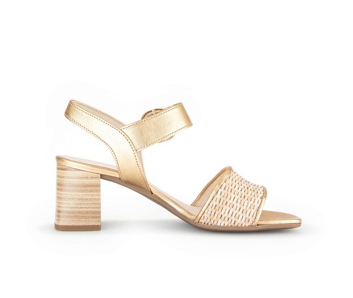 Gabor Riemchensandale Gold - Materialmix Leder/Lederimitat