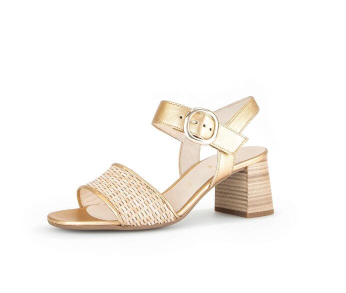 Gabor Riemchensandale Gold - Materialmix Leder/Lederimitat
