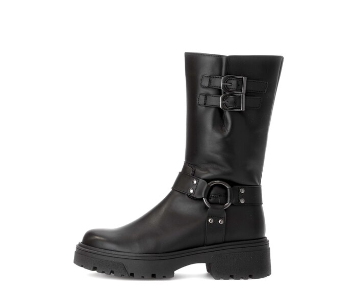 Gabor Biker Boots Schwarz - Glattleder