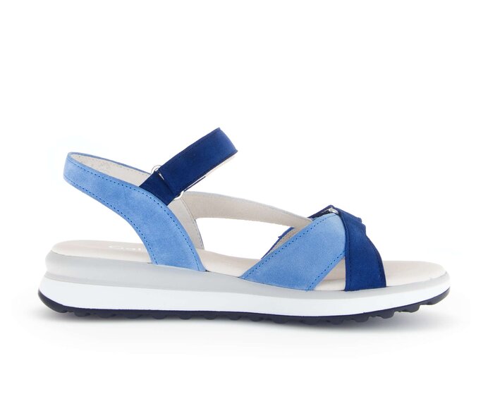 Gabor Riemchensandale Blau - Materialmix Leder