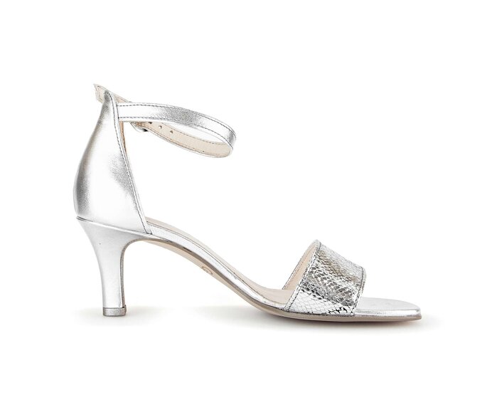 Gabor Riemchensandale Silber - Materialmix Leder