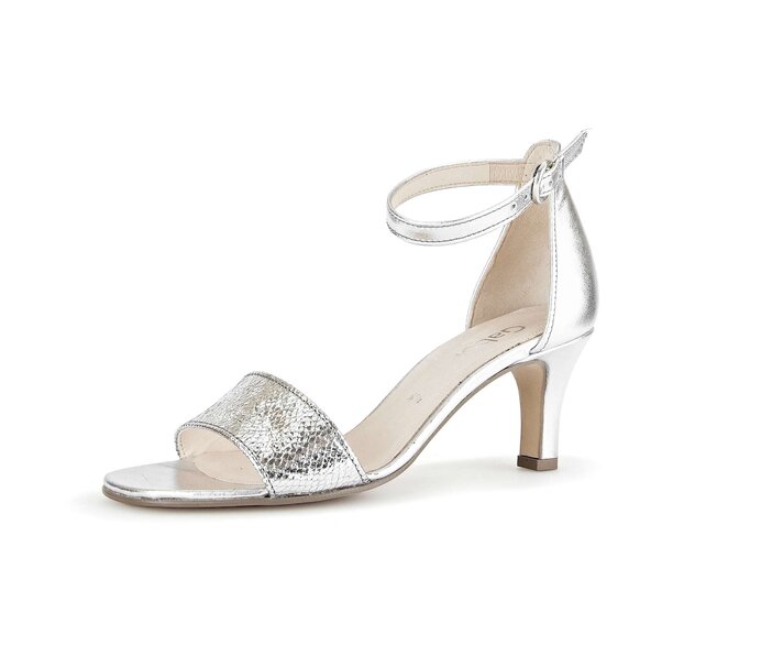 Gabor Riemchensandale Silber - Materialmix Leder