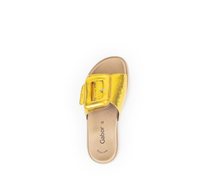 Gabor Pantolette Gelb - Materialmix Leder