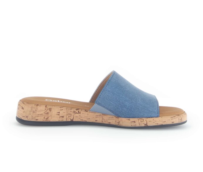 Gabor Pantolette Blau - Materialmix Leder