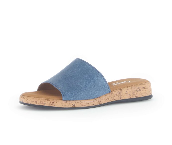 Gabor Pantolette Blau - Materialmix Leder