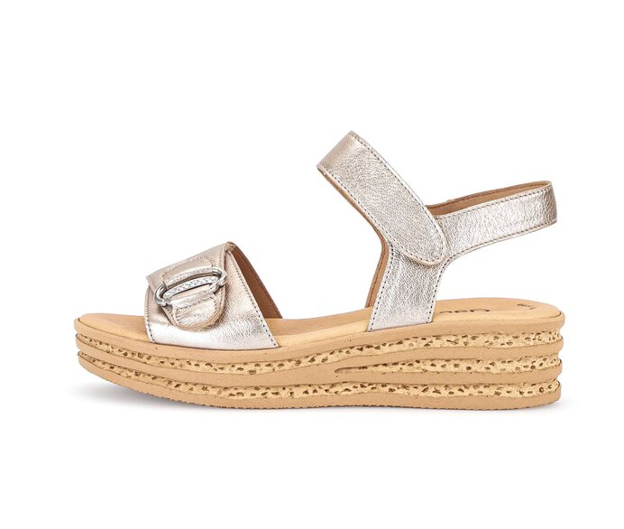Gabor Plateau Sandale Gold - Effektleder