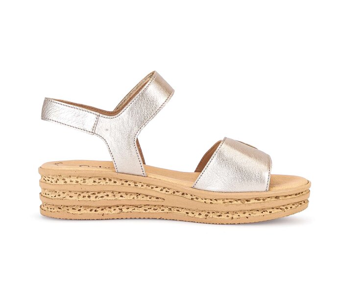Gabor Plateau Sandale Gold - Effektleder