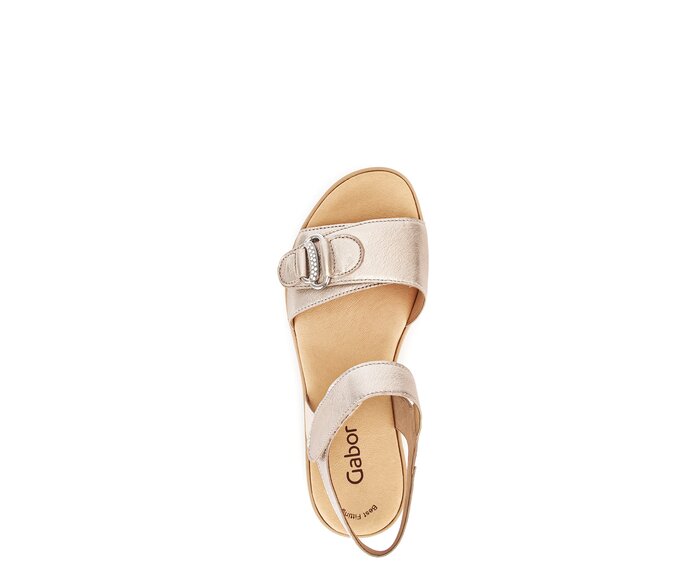 Gabor Plateau Sandale Gold - Effektleder