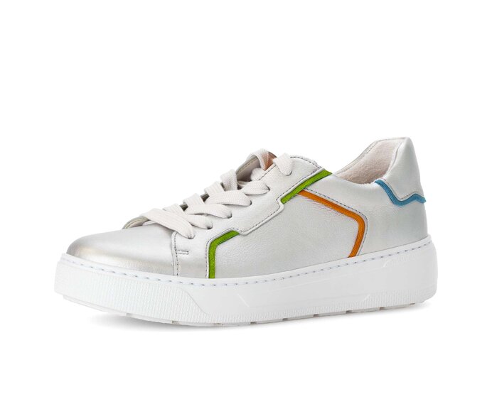 Gabor Sneaker Low Silber - Materialmix Leder