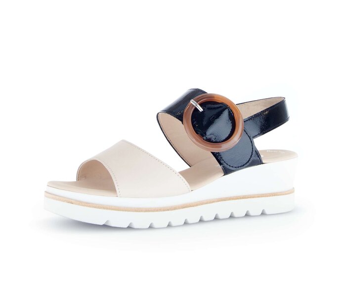 Gabor Plateau Sandale Beige - Materialmix Leder